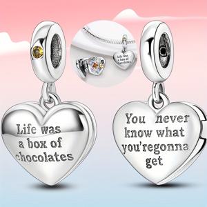 TEMU 여성 팔찌에 적합한 하트 모양 초콜릿 상자 펜던트, 파티, 발렌타인데이, 결혼식, 생일 및 깜짝 선물로 완벽