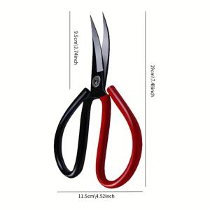 TEMU 1개 대형 고탄소강 커브드 가위 - 공예, 산업용, 고무 트리밍 및 자수 수선에 적합한 날카로운 각도 칼날 | 정밀 절단 가능 | 내구성 있는 블랙 또는 레드 마감 | 바늘질과 스티칭 필수 도구 | 굽은 칼날 | 탄소강 가위