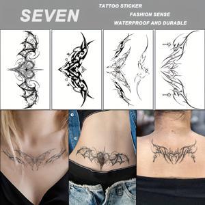 TEMU 섹시한 수컷 요정 스타일 4개 세트, 허브 성분 반영구 시뮬레이션 방수 롱래스팅 무반사 여성용 타투, 가슴, 복부 및 등에 적합, 임시 타투 스티커, 7-14일 지속