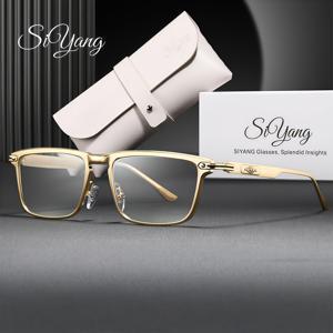 TEMU SIYANG 남녀공용 논글라스 - 골드톤 스퀘어 프레임 & 화이트 템플, 풀림 안경, 파티, 웨딩, 데일리 웨어용 스타일리시 액세서리 (박스 포함)