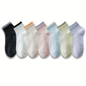 TEMU 여성용 요가 양말 7켤레, 미끄럼 방지 실리콘 밑창 스포츠 양말, 통기성 좋고 편안한 플로어 양말, 데일리룩으로 적합한 더블 롤 캔디 컬러 요가 양말
