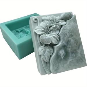 TEMU 1개 3D 꽃 엠보싱 실리콘 비누 몰드, 직사각형 스트립 디자인, 수제 공예 필수품, 비누, 석고, 양초, 왁스 아트 및 에폭시 레진 공예 제작에 적합.