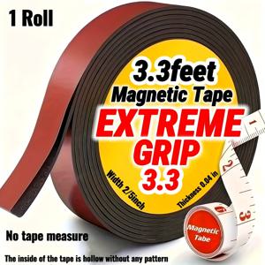 TEMU 레드 접착식 자석 테이프 롤, 가벼운 공예 DIY 프로젝트 및 화이트보드·냉장고 정리용 유연한 스티키 마그네틱 테이프