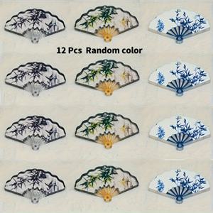 TEMU 12개 중국 투명 대나무 부채 참 - 아크릴 빈티지 펜던트, DIY 주얼리 제작, 귀걸이 & 헤어, 설날 선물, 사계절 착용 - 대나무 부채 모양, 중국 테마 참