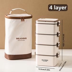 TEMU 1개 스테인리스 스틸 사각 칸막이 다층 도시락 - 커트러리 포함 대용량 도시락, 1단/2단/3단, 성인, 학교, 사무실, 식당, 학교 기숙사, 캠핑 피크닉 및 해변에 적합