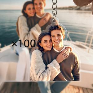 TEMU 50개/100개 사진 키체인 커스텀 - 사진/텍스트 추가 가능 - 커플, 반려동물, 자동차 키, 백팩, 사진 앨범용