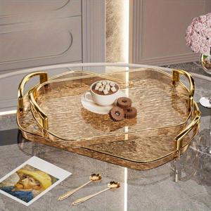 TEMU 2개 세트, 프놈펜 고투명 글래이셔 디자인 푸드 서비스 트레이 세트, PET 소재, 빵, 페이스트리, 과일, 간식, 스위트 등 음식 전시 및 보관에 적합, 파티 및 축제용