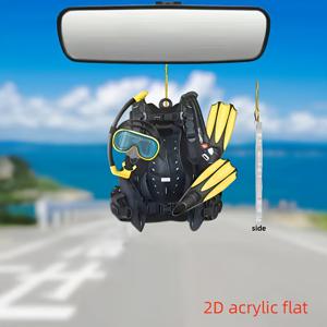 TEMU 2D 플랫, 스쿠버 다이버 차량 거울 장식 - 블랙 & 옐로우 다이버 펜던트, 백미러, 백팩 및 키체인 액세서리 - 다이빙 애호가 선물, 홈, 휴가 및 장비 장식용, 2D 플랫|인테리어소품