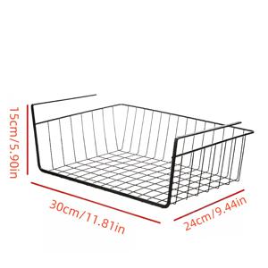 TEMU 설치 불필요 다층 선반 & 선반 아래 바스켓 - 헤비듀티 금속 모던 수납 정리대, 걸이형 선반, 화이트/블랙 - 주방, 기숙사, 책상, 캐비닛, 옷장에 적합한 공간절약형 선반 유닛, 선반 바스켓