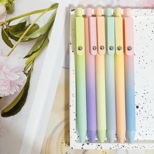 TEMU 젤펜, 여성용 블랙잉크 펜 6개입, 0.7mm 미디엄 포인트 부드러운 필기용 펜, 실리콘 그립, 고급 시리즈 메탈 클립 리트랙터블 펜, 저널링 및 노트 작성용 (6pcs 파스텔)