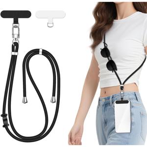 TEMU 조절 가능한 폰 스트랩 (패치 2개 & 튼튼한 후크 포함) - 모든 스마트폰, 무선 이어폰, 열쇠, 패션 안경 호환 - 핸즈프리 핸즈백 캐리, 멀티 액세서리 (설치 불필요)