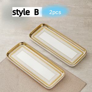 TEMU 2개 골드 컬러 11.8인치 직사각형 접시, 스시용 디너 접시, 일본식 창의적인 긴 세라믹 서빙 접시 (골드 엣지), 과일 및 스낵용 긴 접시, 식기세척기 및 오븐 사용 가능