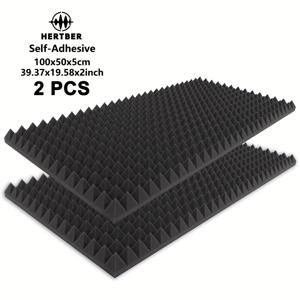 TEMU 2개 세트 자가 접착 방음 패널, 블랙 디자인 음향 패널, 100x50x5cm 흡음 폼 패널 - 중고주파수 소음 감소, 사무실, 콘서트홀, 녹음실, 홈 데코, 방음 벽 패널용