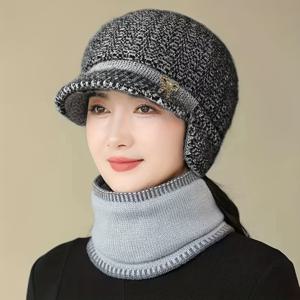 TEMU 중장년층 및 어머니를 위한 안감 귀마개 겨울모자, 가을/겨울 방한 모자