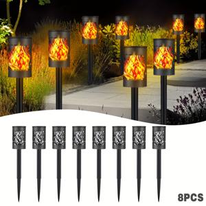 TEMU 8개 태양광 속이 빈 불꽃 조명, 정원, 광장, 뒤뜰, 잔디밭, 통로, 야외 공간, 안뜰, 가정 조명, 태양광 LED 조명, 텐트 캠핑 조명 및 축제 장식 조명에 적합