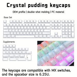 TEMU 136키 멀티 컬러 키캡, 투명 PC 마감 - MX 스위치 호환, 6.25U 스페이스바, 61, 64, 68, 82, 84, 87, 96, 98, 100, 104, 108 키보드에 적합, 메카닉 키보드용 키캡|키보드|키캡|키캡