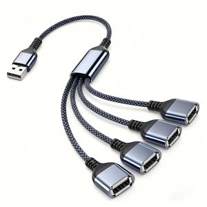 TEMU USB 허브 (입력 1개, 출력 4개), 1FT 길이, USB Y 케이블, USB A 수-USB A 암 확장 어댑터, 4포트 멀티포트 확장 허브, 차량용 듀얼 데이터 전원 충전기 스플리터 (자동차, Xbox, PS4, PS5, 노트북용)|USB|USB