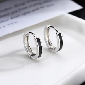 TEMU 빈티지 블랙 이지 후프 귀걸이 2개 세트, 저자극성, 우아하고 멋진 기하학적 디자인, 남녀 모두에게 적합