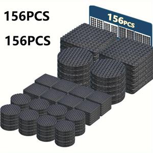 TEMU 156 가구 패드, 4가지 사이즈의 강력한 비닐 펠트 바닥 보호대 - 미끄럼 방지 의자 다리 패드, 단단한 나무 바닥, 라미네이트 바닥에 적합, 소파, 테이블 및 침대용 소음 감소 패드 - 스크래치 방지 (가정/상업용)