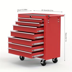 TEMU 7단 서랍 공구 캐리어, 간단한 금속 철제 작업장 보관 공구 캐비닛, 회전 캐스터 및 장착으로 유연한 이동 및 안정적인 잠금 가능, 400lbs 하중, 자동차 정비 및 차고 공구 보관용 캐리어, 작업장 조직,차고 정리,클래식 스타일,고용량 저장,도구 정리함,멀티드로어 카트,기계학