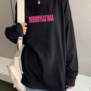 TEMU 여성용 롱슬리브 티셔츠 / 루즈 오버사이즈 핏 / 미디엄 기장 / 폴리에스터 혼방 소재 / 캐주얼 다용도 탑 / 내부 또는 외부 레이어링 가능 / 데이트 및 외출에 완벽 / 애호가를 위한 필수 아이템 / 봄, 가을, 겨울에 적합