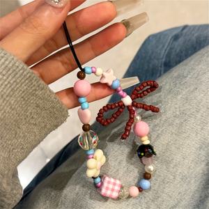 TEMU Y2K 시크 큐트 보우 스타 플라워 스위트 숏 핸드 손목 랜야드 숏 폰 스트랩 아이폰 17 프로 맥스 백팩 키체인 카메라 체인 액세서리 호환