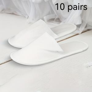TEMU 10켤레 일회용 미끄럼방지 슬리퍼 - 부드럽고 통기성 좋은 여행 및 가정용, 휴대용 인체공학적 디자인, 스타일의 휴대가 편리한 실내화. 내구성 있는 소재, 가벼운 호텔용품, 여성용 신발