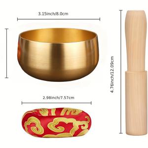 TEMU 수제 네팔 싱잉 볼 세트 - 복숭아나무 망치가 함께 제공되는 구리 기도 볼로, 요가, 명상, 차크라 치유 및 영적 깨달음에 이상적이며 전통적인 사운드 테라피 역할을 합니다.