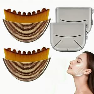 TEMU 민감성 피부용 림프 얼굴 마사지 브러쉬 2개 세트 - 림프부종 & 붓기, 통증 없는 수동 스킨케어용 타원형 브러쉬