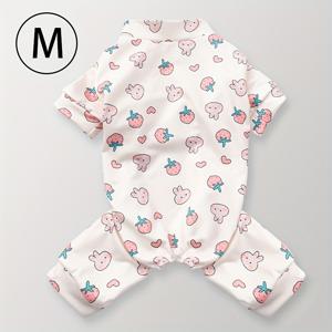 TEMU 사랑스러운 만화 프린트 강아지 원피스 - 귀여운 핑크 토끼와 딸기 디자인의 편안한 애완 동물 의류, 강아지 잠옷으로 완벽, 모든 크기의 고양이와 강아지에게 적합, 가을, 겨울, 봄에 착용하기 이상적