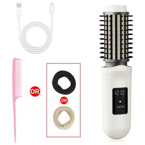 TEMU 무선 컬링 아이롱 브러쉬 - 3단계 온도 조절 기능과 충전식으로 구성되어 있으며 남녀 모두에게 적합하여 일상 사용 및 여행에 이상적인 선택입니다.|다리미