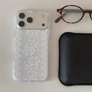 TEMU 크리스마스 선물로 필수템! 아이폰 17 Pro Max, 17 Pro, 17 Air, 17, 16, 15, 14, 13, 12 Pro Max, 11 호환되는 스타일리시하고 귀여운 레이스 플라워 투명 폰 케이스. 매력적인 플로럴 충격 방지 소프트 쉘 폰 프로텍터|아이폰케이스