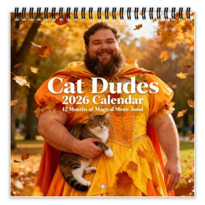 TEMU 2026 양면 벽걸이 달력 – 귀여운 의상을 입은 킬트를 입은 신사들, 2026년 1월~12월, 재미있는 크리스마스 선물, 화이트 엘리펀트 선물, 사무실 선물 교환, 이상한 선물, 닭 애호가 선물