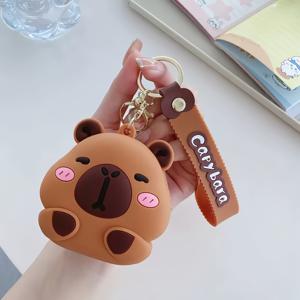 TEMU 1개 귀여운 카피바라 실리콘 동전 지갑 | 다기능 지퍼 립스틱 정리함 & 휴대폰 액세서리 케이스 - 손세탁 가능한 백팩 참 & 키체인 (캐주얼 스타일)|립스틱