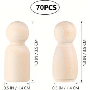 TEMU 70개 혼합 미완성 나무 피규어 세트 | 공예, 홈 데코, 페인팅 및 장식 디스플레이에 적합, 컬러