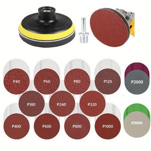 TEMU 68피스 후크 앤 루프 사포 키트, 4인치 40-3000 그릿 사포 + 버퍼 패드 및 백킹 패드 M14 나사, 목재, 금속, 플라스틱 및 다용도 연마 액세서리용