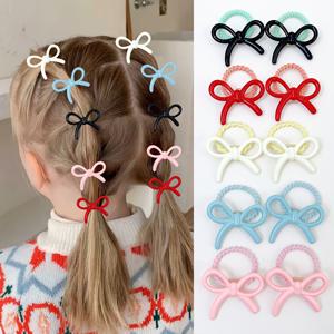 TEMU 소녀용 컬러풀 홀아웃 리본 머리끈 10개 세트
