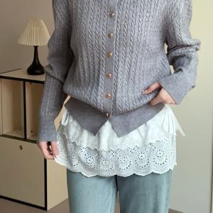 TEMU 속이 빈 신축성 이중층 여성용 엉덩이 커튼 - 끈이 달린 보우노트 여성용 레이스 엉덩이 커튼 - 다용도 레이어링 엉덩이 및 가랑이 커버 여성용 스커트 - 바지와 매치하는 장식용 - 봄 여름 매치용 최고의 아이템