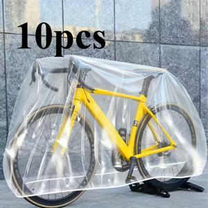 TEMU 투명 PVC 방수 커버 10개, 내구성 있는 자전거 커버, 간편한 설치, 야외 보관용, 로드/트레이닝 자전거 및 오토바이에 적합 (가정/캠핑용)