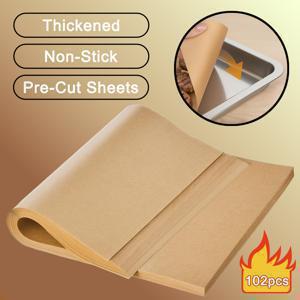 TEMU 102/52매 미리 재단된 파스텔지, 베이킹 및 에어프라이기에 적합, 두꺼운 논스틱 방수 재질, 최대 230°C 내열, 무세제 식품 등급 라이너, 쿠키, 빵, 로스팅에 이상적