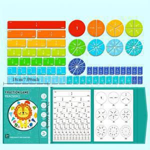 TEMU 자석 분수 원 - 손으로 배우는 분모 & 분모 학습 보드, 분수 덧셈 & 뺄셈 연습, 유치원, 초등학교 1~2학년 적합 - 분수 개념 및 연산을 위한 수학 도구