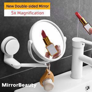 TEMU 360° 회전 및 확대경(1X/5X) 기능이 있는 조절식 벽걸이 거울 - 무타공 설치, 욕실 벽 및 화장대용 HD 유리 거울 - 간편한 설치, 가볍고 튼튼함, 공간 절약형|돋보기