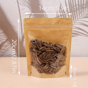 TEMU 100개 브라운 크래프트 지퍼 가방 - 얼룩 및 방수, 스파이스, 차, 캔디 등에 사용할 수 있는 재사용 가능한 플라스틱 식품 보관 가방, 주방 필수품|재사용 가능한 지퍼 가방| 얼룩 방지 가방|방수가방