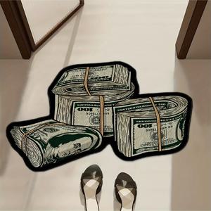 TEMU 1개, 고품질 진주 벨벳 원단, 세탁 가능한 천 받침대, 다양한 실내 공간에 적합한 돈 패턴, 편안한 원단 매트, 바닥 장식 카펫, 실내 카펫. 거실, 책상, 침대 옆 및 기타 공간에 적합