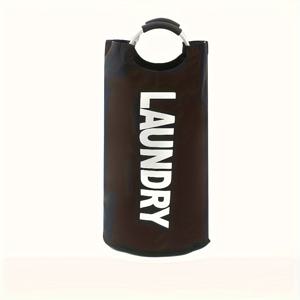 TEMU 패딩 처리된 손잡이 대형 빨래 바구니 - 접이식 다용도 블랙 패브릭 행거 (욕실, 세탁실, 발코니, 기숙사 정리용)