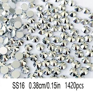 TEMU 새해, 선물, 2025, 무열 복구 유리 평면 백 라인스톤, 네일 아트, 옷, 가방, 신발, 컵, 휴대폰 케이스, DIY 장식, 네일 키트 DIY에 사용, 은색, SS6-SS30