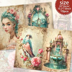 TEMU 10장 A4 빈티지 스타일 야드 스크랩북 용지 세트, 핸드메이드 정크 저널 및 장식용 크래프트 페이퍼, 수제 정크 저널 키트, 스크랩북 소품