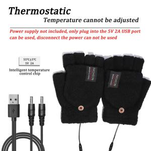 TEMU 전기 발열 장갑, 겨울용 보온 장갑, 여성용 니트 장갑, 삼단 온도 조절, 고온 전원 차단, 터치스크린 향상을 위한 플립 커버 디자인, 양면 발열, 손을 따뜻하게, 겨울 선물, 본품은 배터리가 포함되어 있지 않으며, USB 인터페이스에 연결하여 사용하거나 휴대용 충전기를 휴대하여 사용하세요