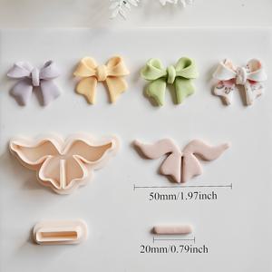 TEMU 2pcs/3pcs 세트 폴리머 클레이 귀걸이 커터, 봄 시리즈 댕글 나비 매듭 몰드, DIY 펜던트 헤어 클립 수제 만들기, 플라스틱 재질