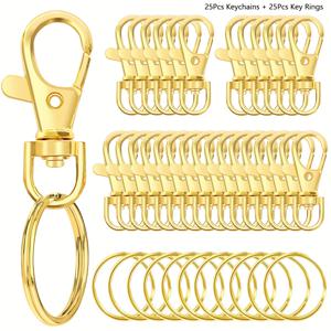 TEMU 35mm 크기의 공예용으로 디자인된 25개 키링 클립과 25개 로브스터 걸쇠가 달린 키링 추가품이 포함된 키체인 50개 만들기 키트